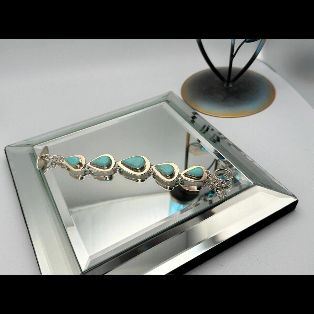 Vintage Sterling Silver Turquoise Bracelet-43 grams